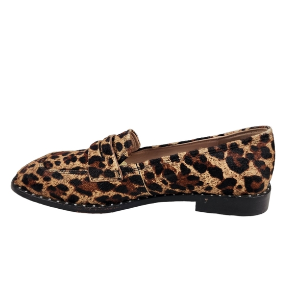 Something Navy Cheetah Leopard Calf Hair Leather Loafers Blogger Women's Size 7 - Picture 5 of 14